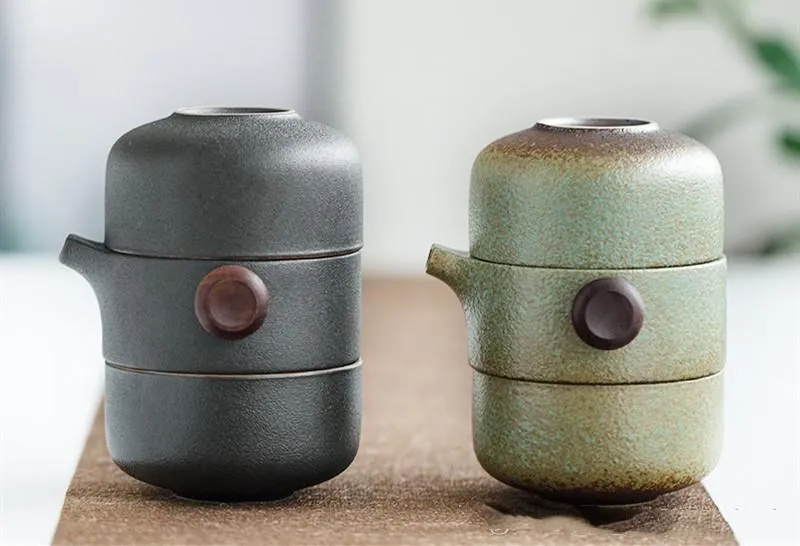 Керамический чайник и чашка, японский Gaiwan портативный дорожный чайный набор, чайные чашки ручной работы