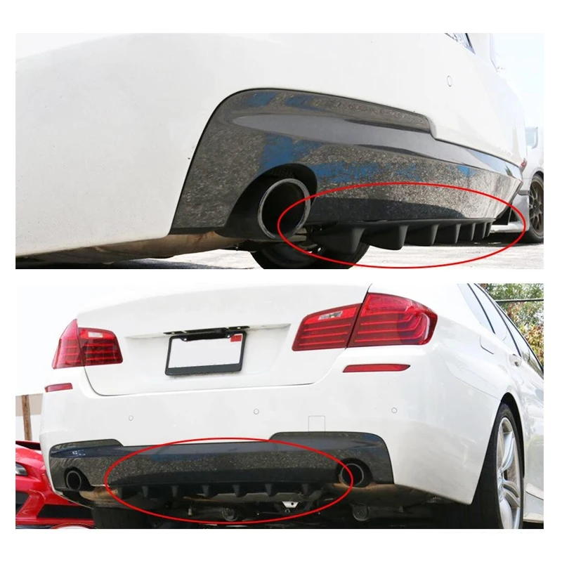 HOT Car Rear Bumper Lip Diffuser 3-7 Fin Shark Fin Style Car Back Bumper Spoiler Lip Splitter Car-Styling Carbon Fiber Top