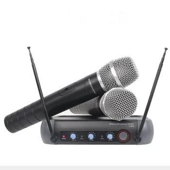 

110V-220V Multifunction VHF Wireless Radio Dual Microphone System KTV Handheld Mic Household Amplifier