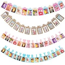 1 Set joyeux anniversaire Photo bannière papier pour bricolage bannière pour 1st 2nd 16 18 21 30 40 50 60 ans bébé douche fête d'anniversaire décor MZ(China)