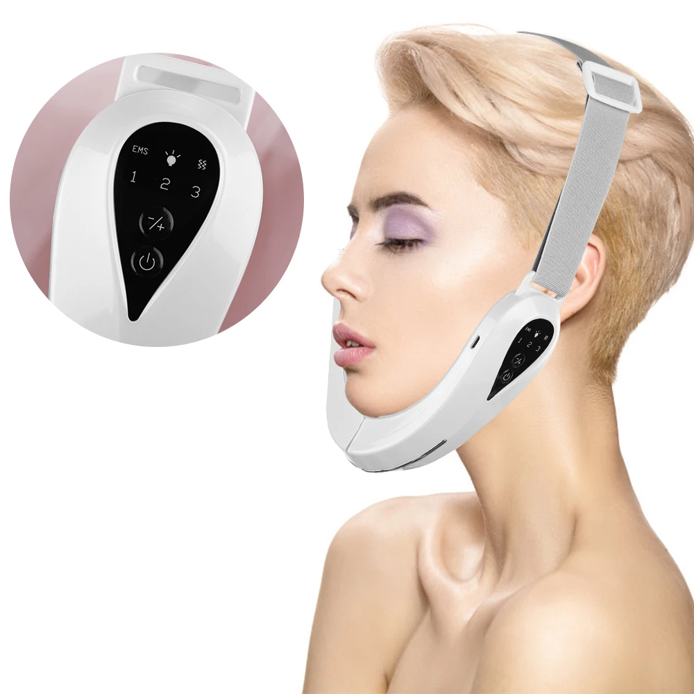 EMS Facial Massager V-Line Lift Up Belt Red Blue Light Face Slimming Vibration