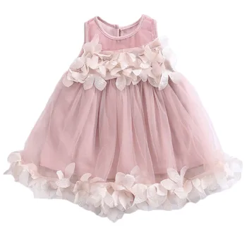 

Kids Girls Princess Pink White Dresses Pageant Toddler Kids Baby Girl Sleeveless Flower Tulle Petal Party Ball Gown Dresses