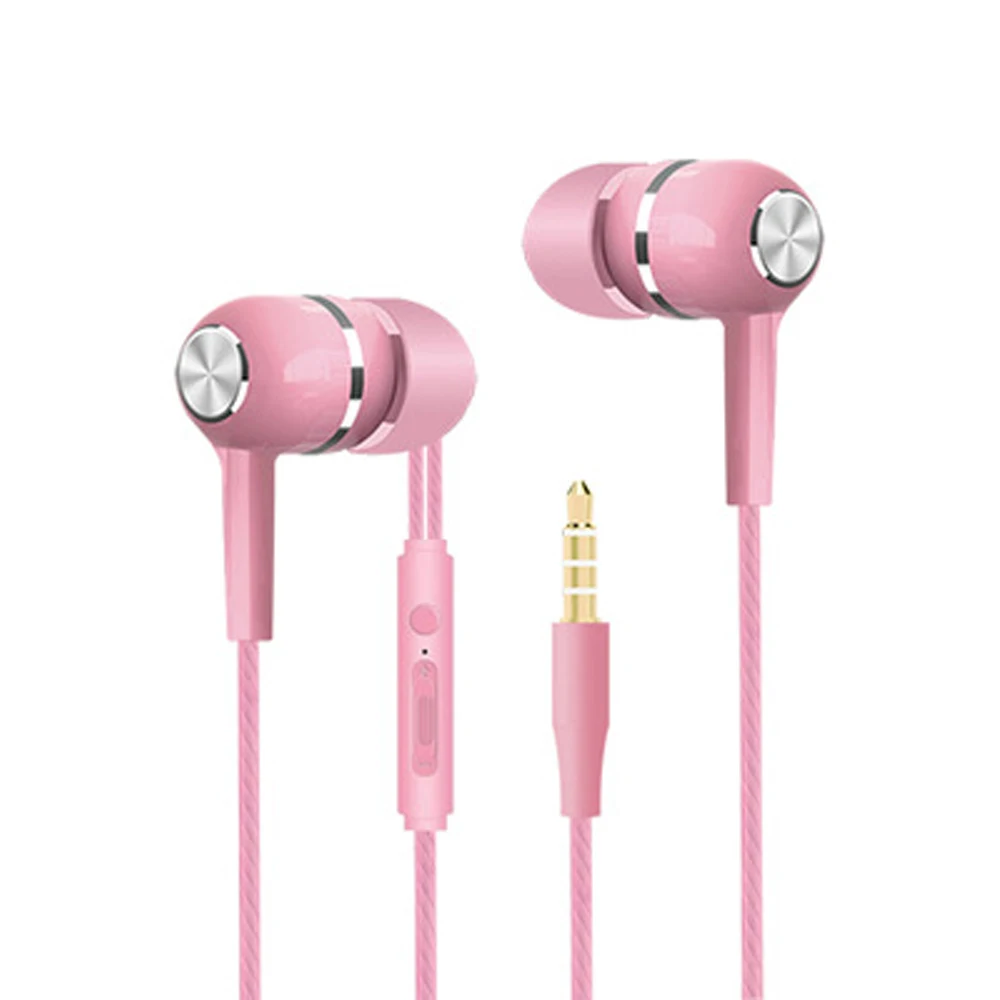 pink V5 наушники-вкладыши с микрофоном бас стерео 3,5 мм проводные наушники для Iphone samsung LG телефон Спортивная игровая гарнитура - Цвет: pink