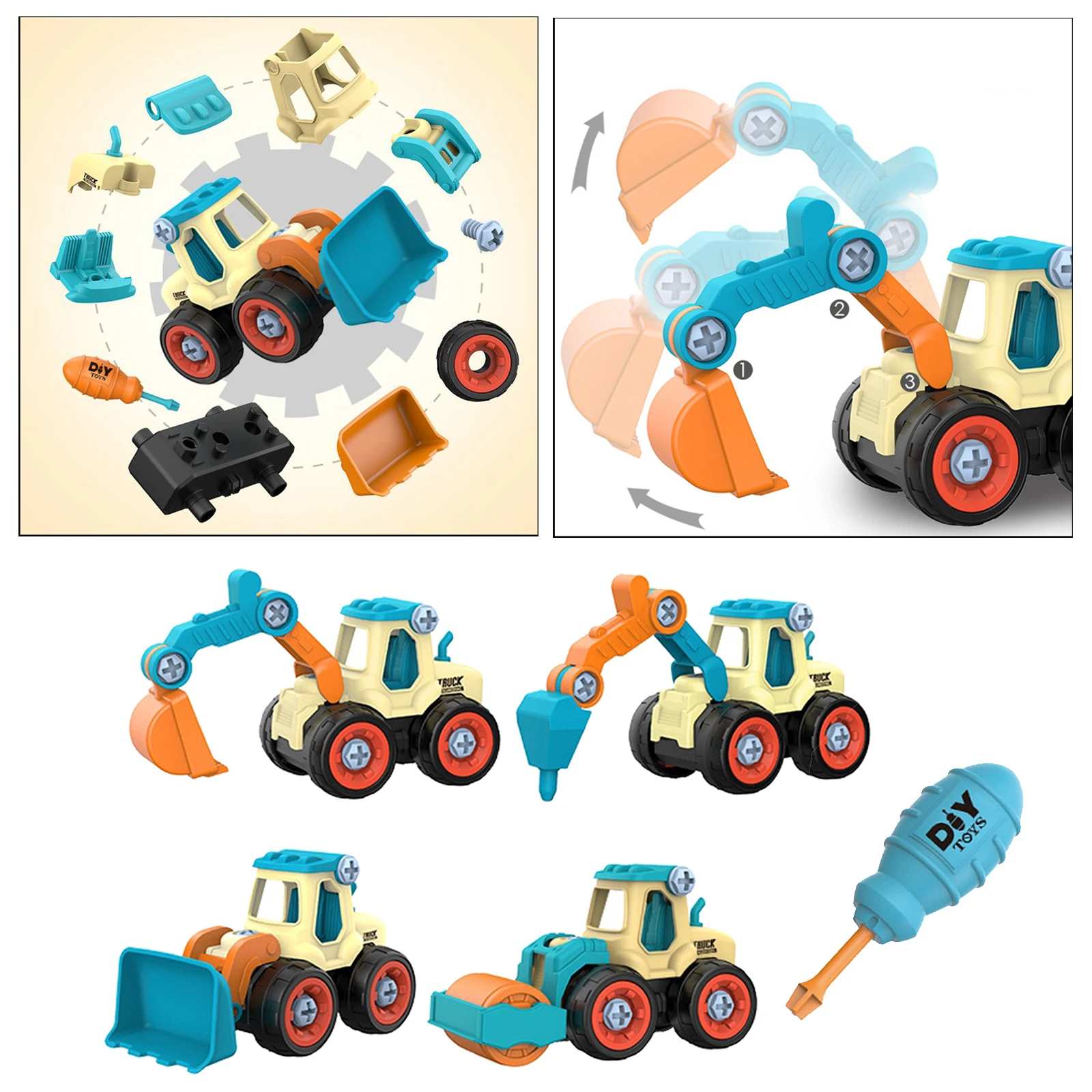 4pcs Creative Nut Disassembly Loading Engineering Truck Education Toys Model