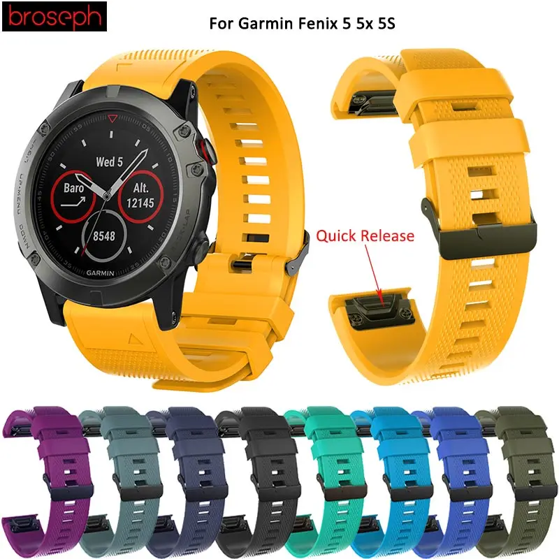 

26 22 20mm Watchband for Garmin Fenix 5X 5 5S Watch Quick Release Silicone Strap Easy fit Smart Watch Wrist Band Belt Bracelet