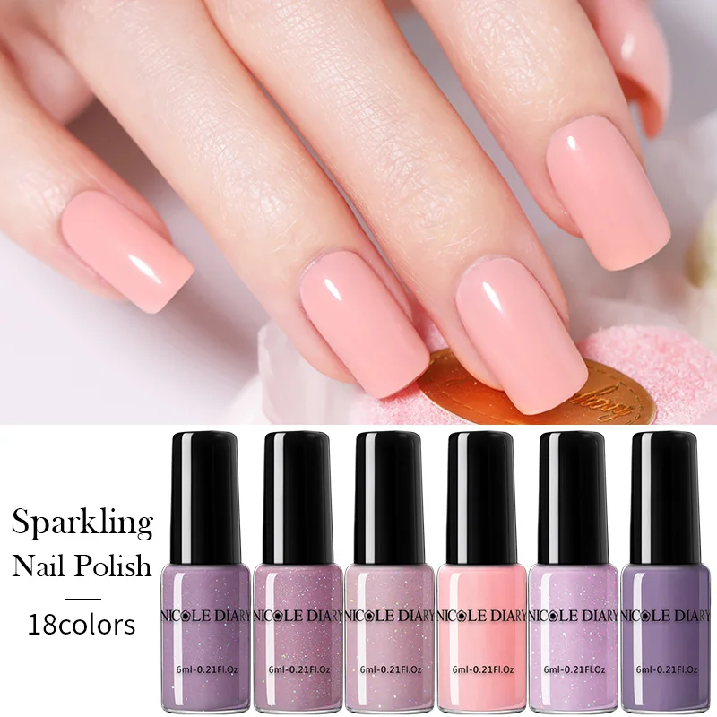 NICOLE DIARY Pure Nail Color Polish Holographic Glitter Sequins Nail Art Varnish Shinning Manicure Nail Lacquer Nail Designs