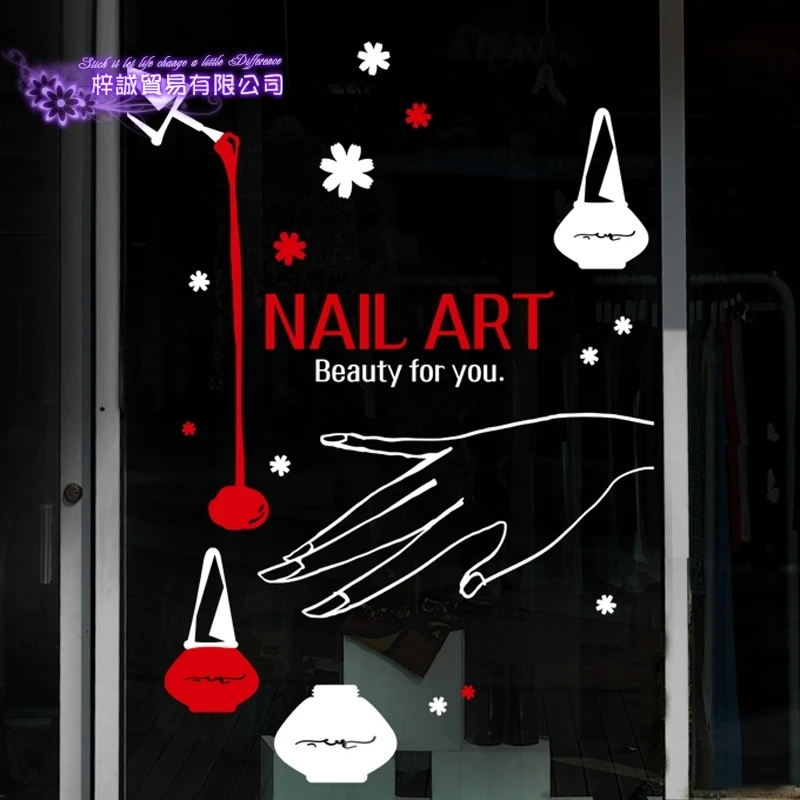 DCTAL Nail Art Sticker Beauty Salon Decal Shop Store Business Wall Art Stickers Decal DIY