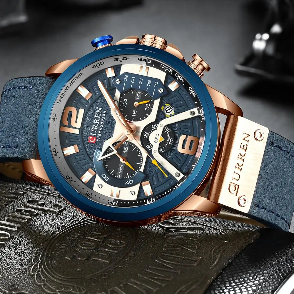  CURREN Casual Sport Watches for Men Blue Top Brand Luxury Military Leather Wrist Watch Man Clock Fa