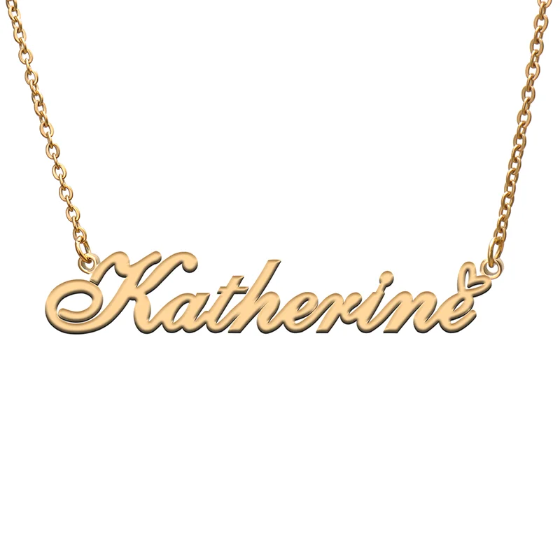 

Katherine Name Tag Necklace Personalized Pendant Jewelry Gifts for Mom Daughter Girl Friend Birthday Christmas Party Present