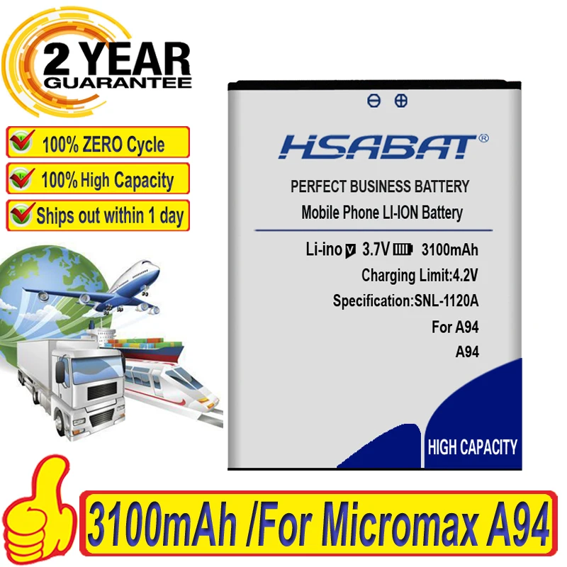 Аккумулятор HSABAT 3100 мАч для Micromax A94 высококачественный мобильный телефон запасной