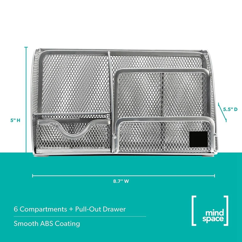  Desk Finishing with 6 Compartments+Drawers the Mesh CollectionSilver