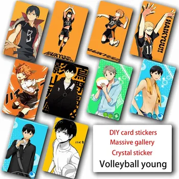 

10pcs/set Anime Haikyuu!! Figures Card Stickers IC Card Paster Smooth Card Sticker for Bus Card Bank Card Decor