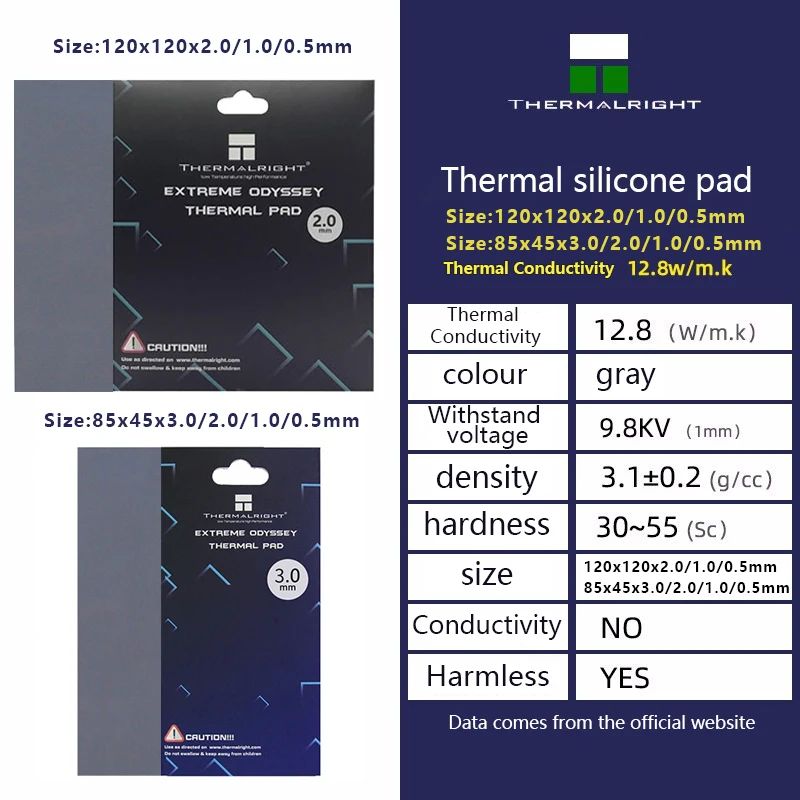 Almofada térmica da graxa do silicone da placa da placa térmica do processador central/gpu da dissipação de calor de thermalright odyssey multi-tamanho