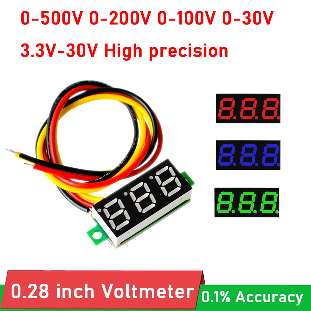 3-30V Adjustable Voltmeter Multicolor Led Display Panel Lithium Battery  NEW 
