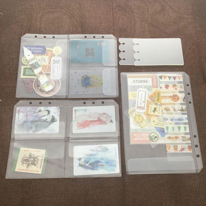 Loose Leaf PVC Storage Bag Sticker Ticket Card Organizer Bag with Flap A5 A6 Spiral Notebook Diary Coil Ring Binder Filler Loose Leaf PVC Storage Bag Sticker Ticket Card Organizer Bag with Flap A5 A6 Spiral Notebook Diary Coil Ring Binder Filler