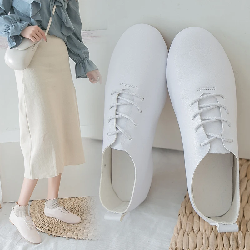 

Retro Woman Shoes Slip-on Soft Round Toe Oxfords Women's All-Match Casual Female Sneakers Black Flats Shallow Mouth Ladies'