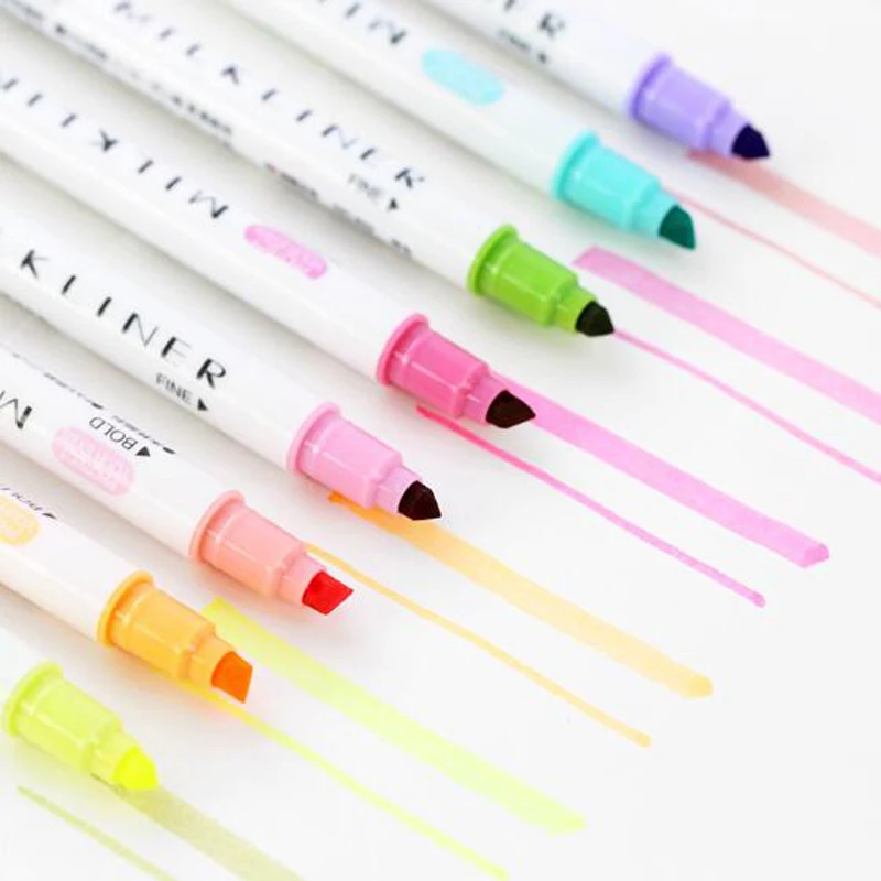 

12pcs/set Mildliner Pens Mild Liner Double Headed Fluorescent Pen Cute Art Color Highlighter Drawing Mark Pen School Supplies