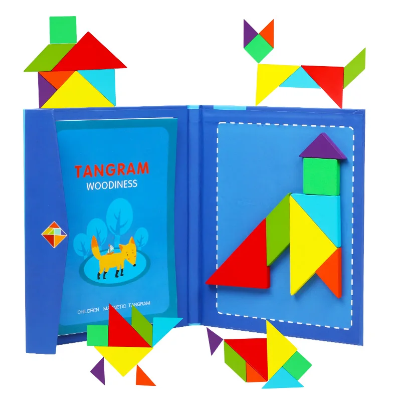 Магнитная головоломка Книжка-пазл для детей 2-4 лет, деревянные игрушки, доска, Детские Ранние развивающие игрушки, развивающие головоломки