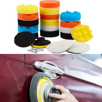 

22pcs Sponge Cleaning Reusable Car Accessories Drill Buffing Waxing Disc Bendable Accessories Round Polishing Pad Tools Auto