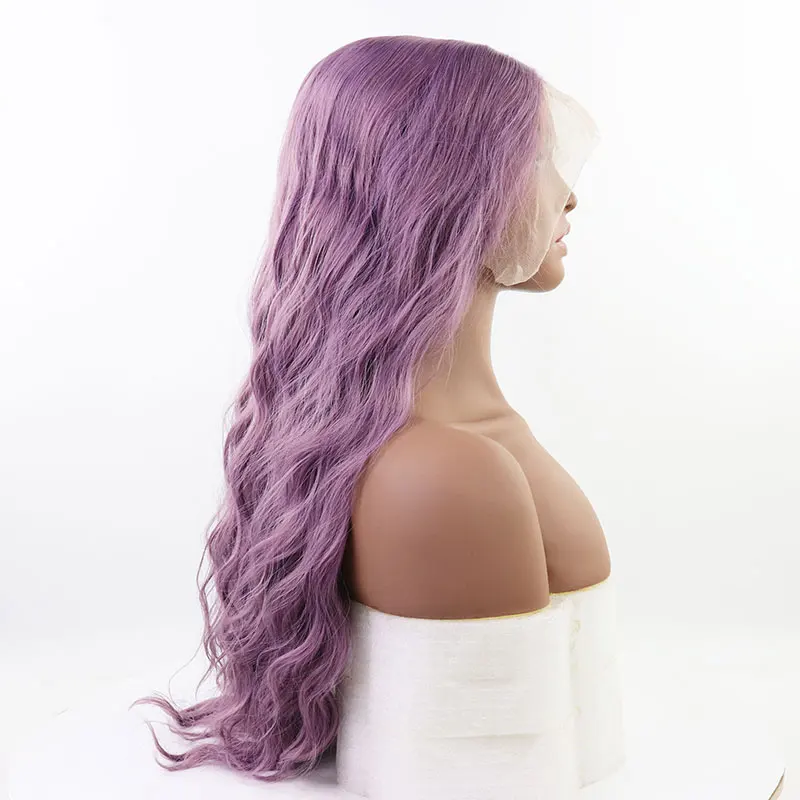 BM 13*6 большой синтетический парик на кружеве смешанный Лавандовый фиолетовый свободная волна термостойкие волокна волос средний пробор для женщин