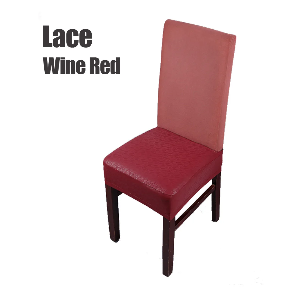 lace wine red Дешевые 1 шт. черный/кофейный многоцветный Водонепроницаемый маслостойкий из искусственной кожи стрейч домашний стул для столовой чехол для сиденья офисное кресло подушка для сиденья - Цвет: lace wine red