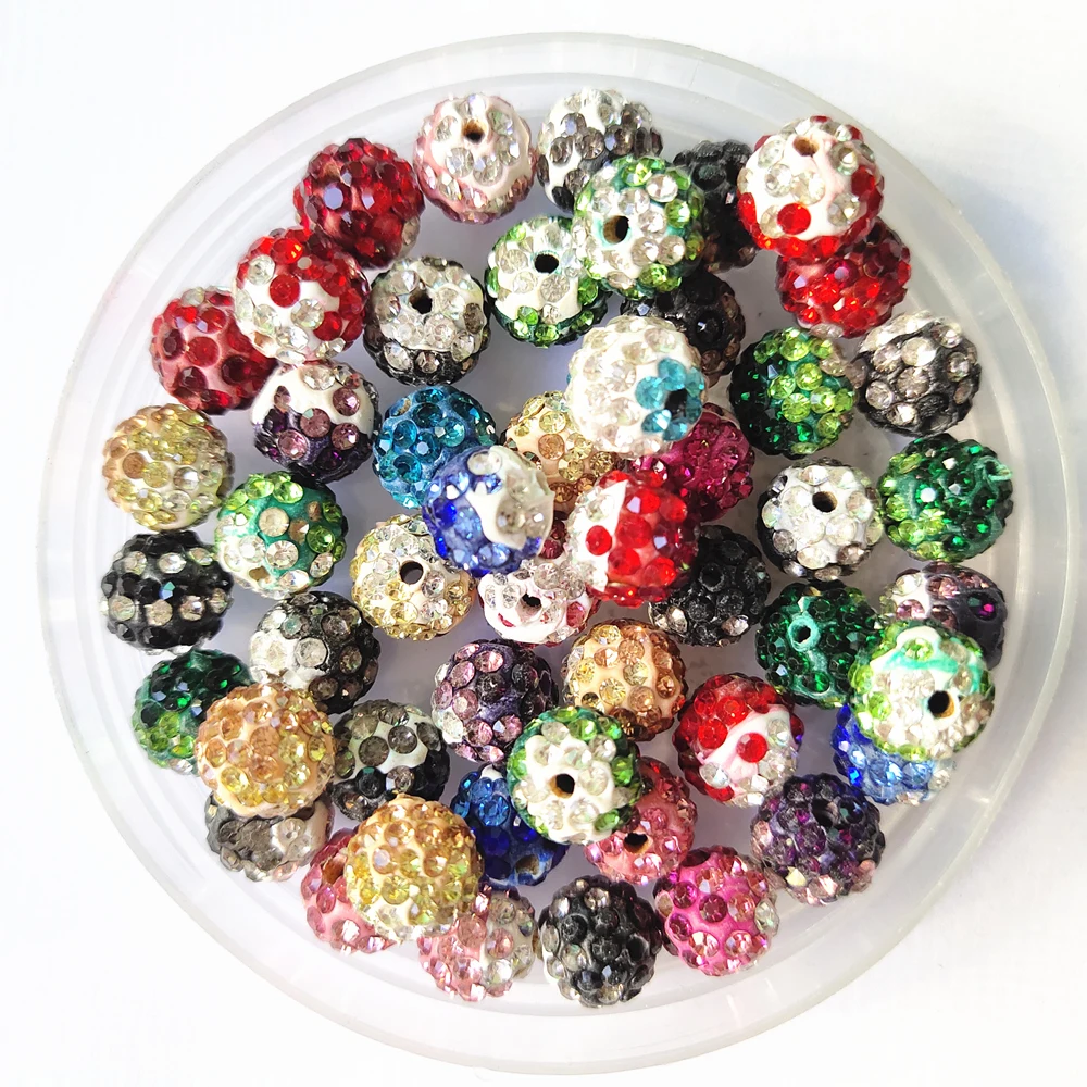 AAAA+Quality 10mm Mixed Colors Three Tone Clay Shamballaa Beads 2Holes Bracelet Pendant Jewelry Accessories DIY