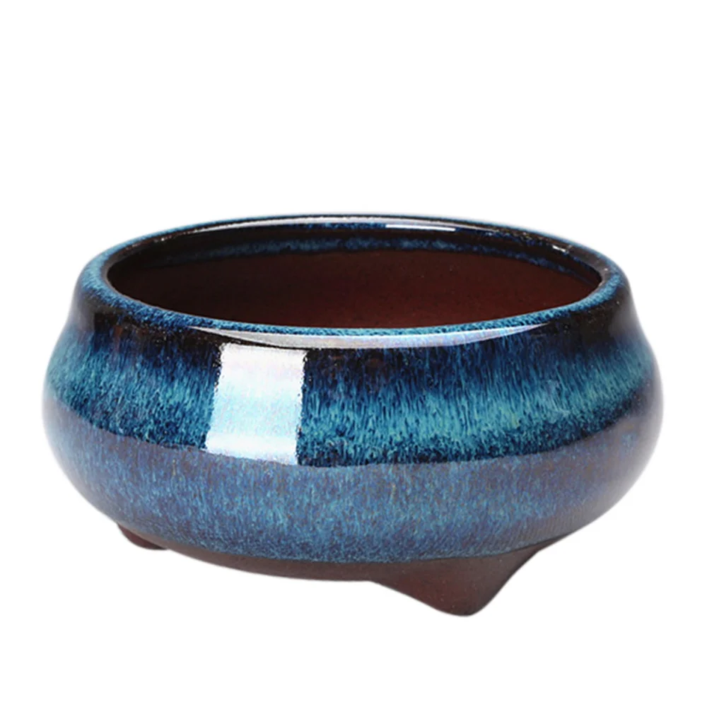 Handmade square retro mud painting shallow bonsai pot Yixing purple