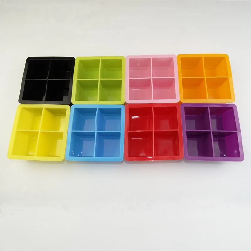 Square 4.5cm 4 Grid Large Ice Cube Silicone Ice Grid Mold Use UK High Quality