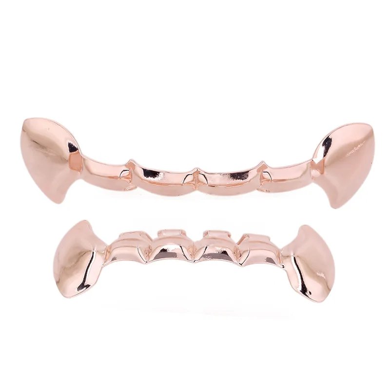 1 set rose gold Панк серебро/золотые зубы Grillz хип-хоп грили зубной рта модные зубы шапки Косплей вечерние рэпперы грили зубы Ювелирные изделия Подарки - Окраска металла: 1 set rose gold