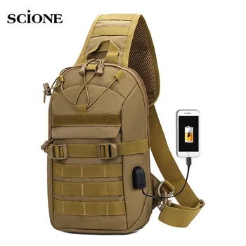 

USB Charging Chest Bag Military Tactical Army Shoulder Sling Fishing Camping Hiking Bags Travel Duffle Mochila Outdoor XA873WA