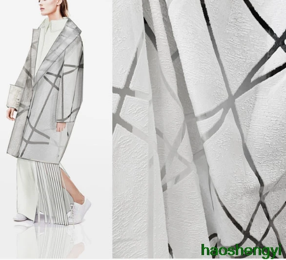 High quality simple fashion white irregular diamond check European root yarn jacquard texture fabric | Дом и сад