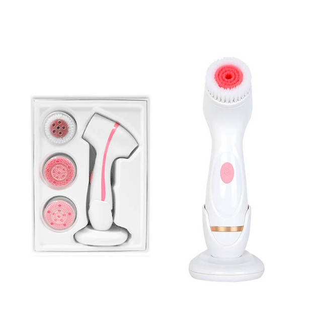 Facial Cleansing Brush Spa Sonic Portable Blackhead Remove Deep Cleaning Bidirectional Rotation With Replacement Heads