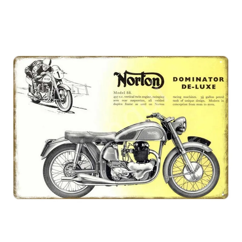 Racer Norton Motorcycle металлический плакат жестяные знаки для паба автомобиля клуба бара гаража магазина домашний декор настенная живопись Carft подарок YI-065 - Цвет: NEW0282AI