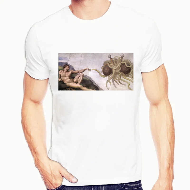 FSM Flying Spaghetti Monster T Shirts Men Harajuku Funny Print Tshirt Hip Hop Streetwear Tee Shirt Homme Tops | Мужская одежда