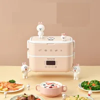 220V 2 Layers Portable Electric Heating Rice Cooker Household Mini 1.5L Electric Multi Cooker Rice Cooker For Travel Office 1