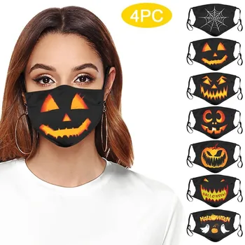 

face mask fashion designer 4PC Unisex Adjustable Windproof Reusable Halloween Printed Face Mask