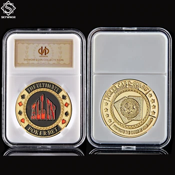 

Texas Hold'em Poker Chip The Ultimate Poker Bet"ALL IN" Poker Chip Guard Commemorative Coin W/ PCCB Coin Holder