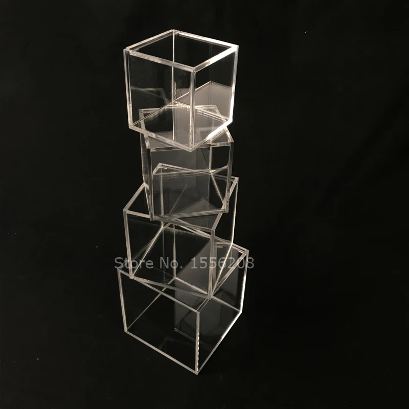 4 pezzi nuova scatola di immagazzinaggio acrilica trasparente cubo quadrato  trasparente vetrina multiuso scatole per imballaggio regalo gioielli in  Plexiglass - AliExpress