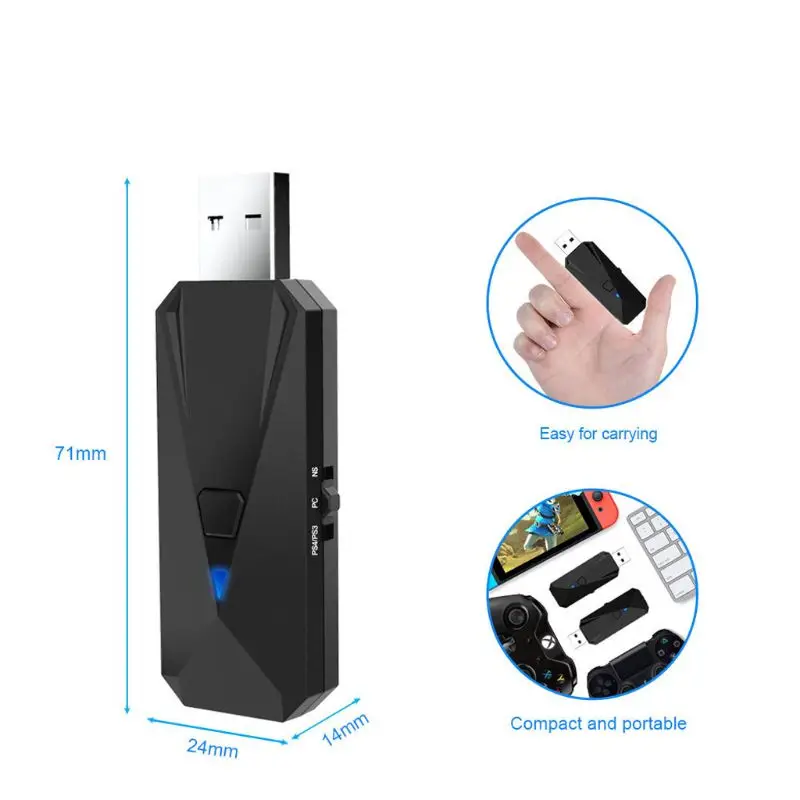 Беспроводной USB контроллер конвертер проводной Bluetooth адаптер рукоятки для переключателя/PS4 H37E