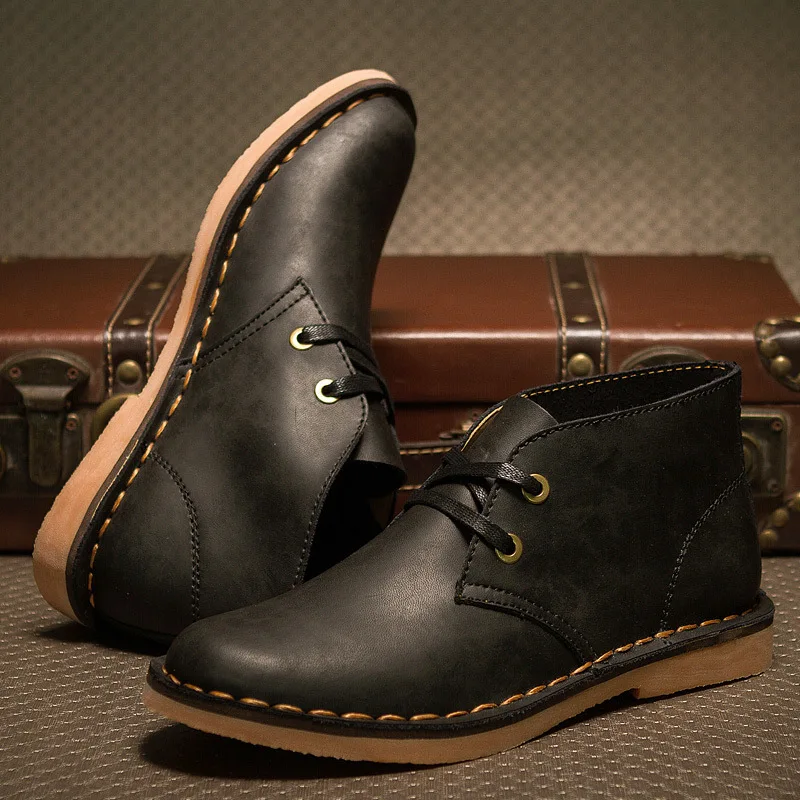 

2017 Autumn & Winter Men's Boots plus Velvet England Martin Boots Men Handmade Stitching Genuine Leather MEN'S Short Boots Leath