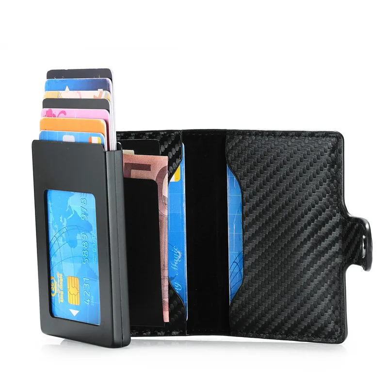 Bycobecy Button 2021 Case Business Card Holder RFID Secure Cash And Cards Wallet Tarjetero Hombre Cuero Travel Document | Багаж и сумки