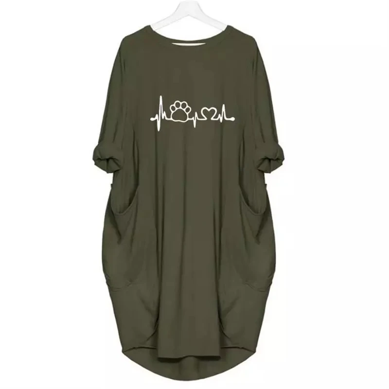 

2019 New Fashion Tshirts Woman Dog Cat Heart Print Tops Plus Size Tshirt Funny Clothing Rock Vestidos T-shirts Women Plus Size