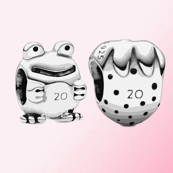 

FAHMI 2020 New 100% 925 Sterling Silver 20th Anniversary Frog Strawberry Bead DIY Women's Charm Jewelry Factory Direct