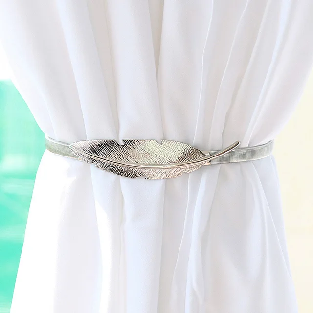 ⚡️Metal Curtain Clip Tieback Buckle Clips Curtain Holders Golden Silver Color Leaves Bow Elk Buckle Tie Back Curtain Accessories Feather silver