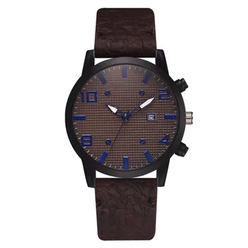 

Fashion Quartz Watch PU Band Round Grid Dial with Calendar Wrist Watch for Casual Daily Office LL@17
