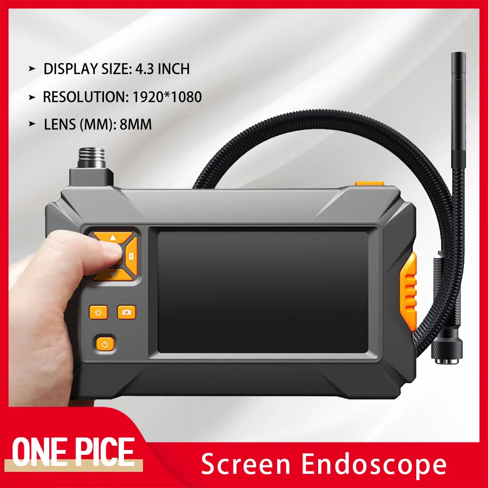 Handhold Screen Endoscope 4.3 inch 1080P Industrial Borescope 8mm IP67 Waterproof Inspection Snake Camera 2600 mAh battery D4