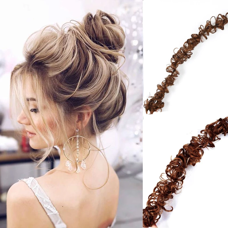 MANWEIWomen кудрявые шиньон грязный булочка Tousled hairpieceBand синтетическая резинка для волос обертка волосы грязные булочки шиньоны