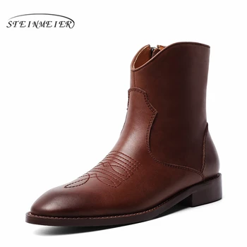 

Winter Genuine Leather Chelsea boots Women Ankle Boots Comfortable quality soft Shoes Brand Designer Handmade 2020 brown boots