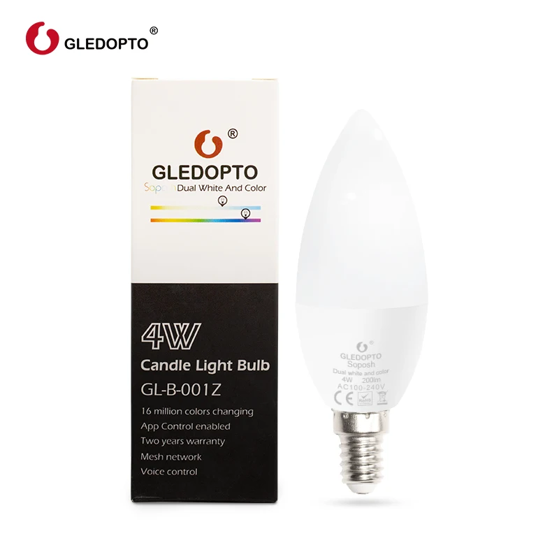 1 2 4 шт. Zigbee E12 E14 RGB+ CCT светодиодный светильник-Свеча лампа с регулируемой яркостью совместима с ZLL шлюзом Amazon Echo Plus Голосовое управление