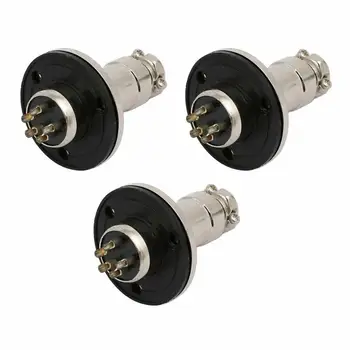 

GX16-5 16mm Round Head 5 Terminal Metal Flange Aviation Connector 3pcs